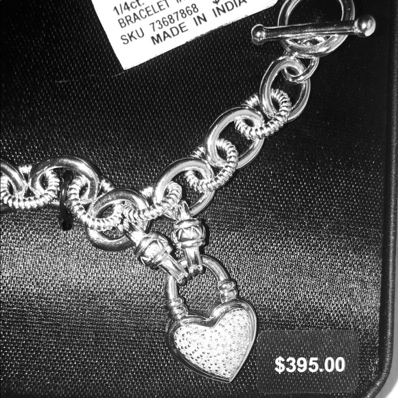 NIB LOVE!!! Genuine Diamond 925 Bracelet. B2 - Picture 6 of 9